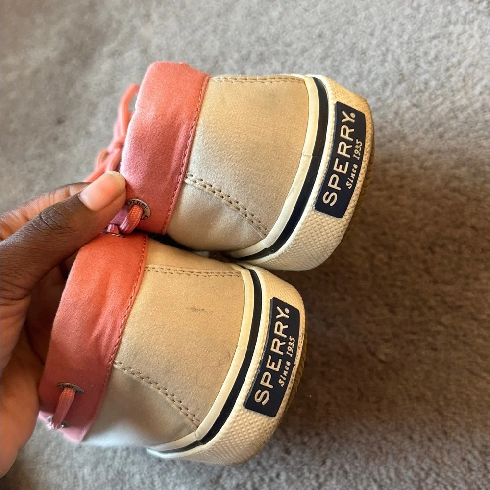 Sperry Halyard II Pink Cream Canvas Boat Deck Casual Shoes SIZE 11